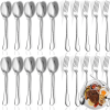 Babyltrl 20 Pcs Stainless Steel Dinner Spoons and Forks Flatware Sets,Food-Grade Soup Spoons & Salad Fork for Home Kitchen Restaurant