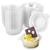 Individual Cupcake Boxes 100Pcs Plastic Container with Lid Dessert Containers with Lids Muffin Storage Container Plastic Cupcake Holder with Lid