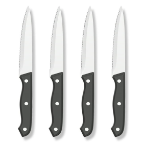 GPED Steak Knives Set of 4, 4.5-inch Serrated Steak Knife Set, Ultra Sharp Stainless Steel Triple Rivet Collection Kitchen Steak Knife Set, Non-Stick