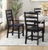 Modern Contemporary Black White 5pc Dining Set Table and 4 Side Chairs Set Wooden Kitchen Dining Furniture Casual Style