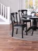 Classic Design Dining Room 5pc Set Round Table 4x side Chairs Cushion Fabric Upholstery Seat Rubberwood Black Color Furniture