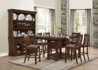 Dark Brown Finish 5pc Dining Set Storage Base Counter Height Table and 4 Counter Height Chairs Set Extension Leaf Drawers Wine Rack Table Base Wooden