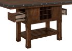 Dark Brown Finish 5pc Dining Set Storage Base Counter Height Table and 4 Counter Height Chairs Set Extension Leaf Drawers Wine Rack Table Base Wooden