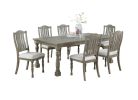 Dining Table 6x Side Chairs 7pcs Dining Set Light Grey Finish Dining Room Furniture Plush Upholstered Fabric Seat Contemporary Style