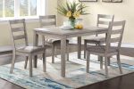 Classic Stylish Natural Finish 5pc Dining Set Kitchen Dinette Wooden Top Table and Chairs Cushions Seats Ladder Back Chair Dining Room